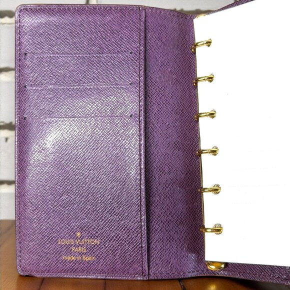 Louis Vuitton EPI Small Ring Agenda Cover COA Yellow EPI and Purple Interior - Picture 6 of 14
